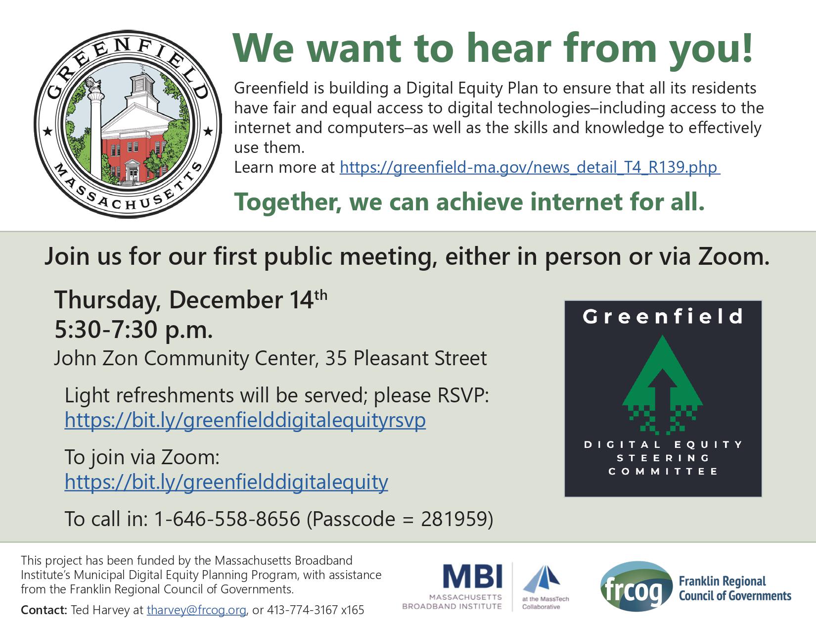 Greenfield Listening Session Flyer